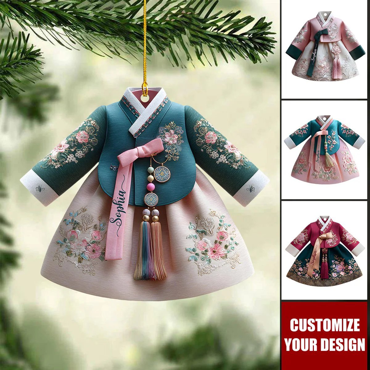Personalized Korean Hanbok Dress Acrylic Ornament