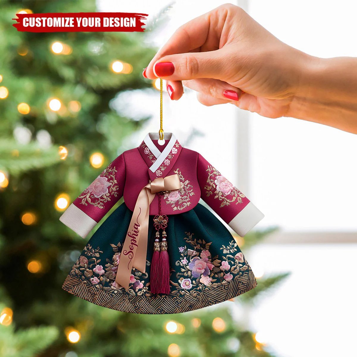 Personalized Korean Hanbok Dress Acrylic Ornament