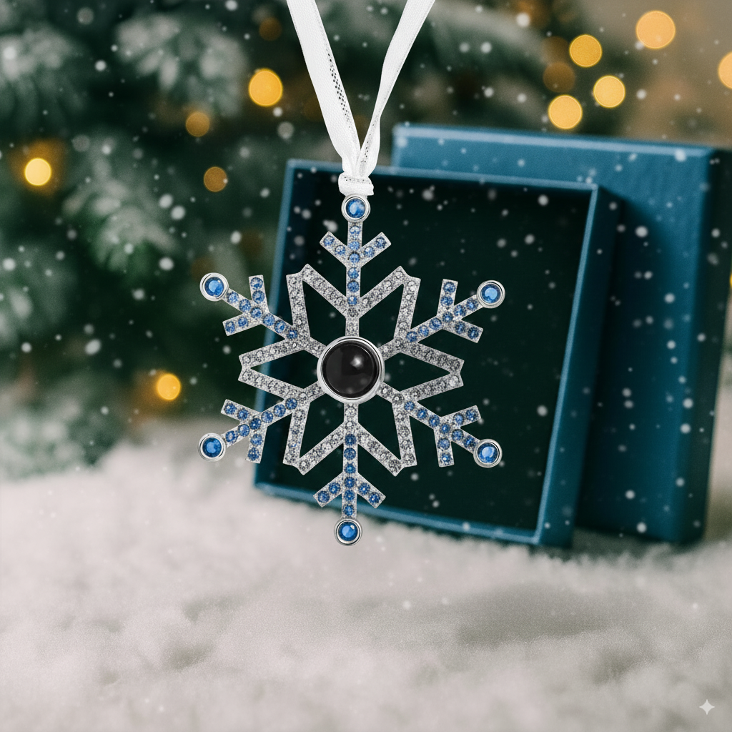 Personalized Blue Ombré Snowflake Photo Ornament