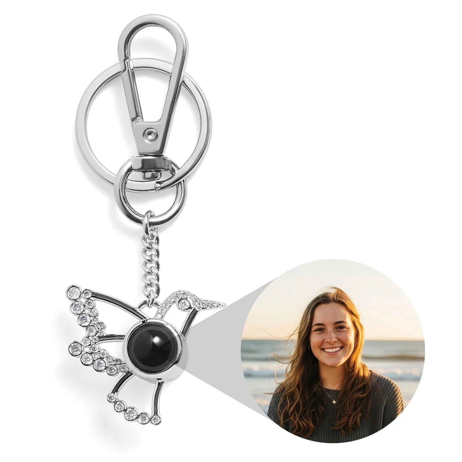 Personalized Hummingbird Photo Keychain